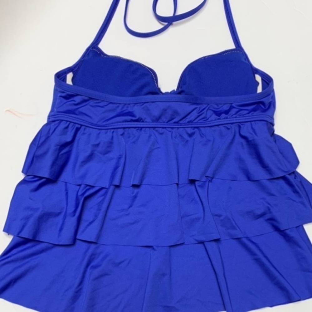 Apt. 9 Size 6 Blue Layered Ruffles Ruched Detail Tankini Swim Top - Picture 4 of 8